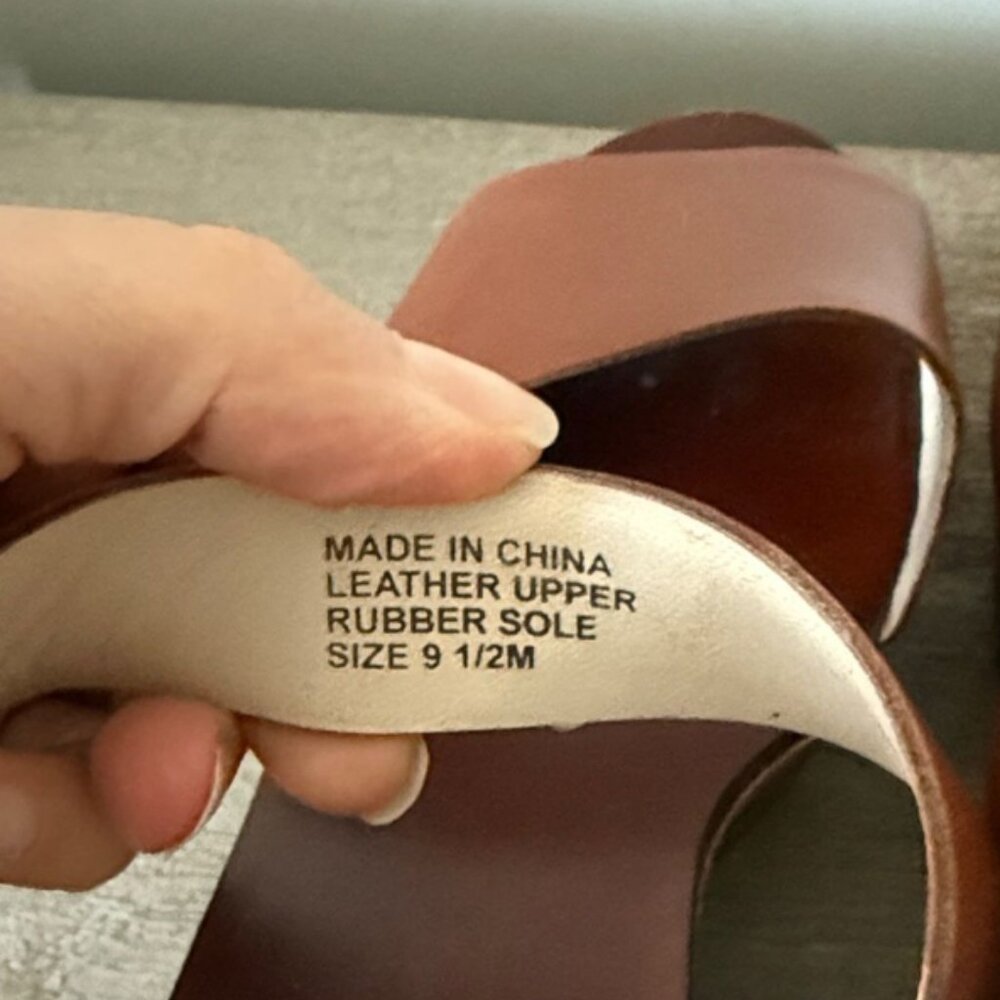 KORS Michael Kors Xaria Wedge Sandals in Brown Leather Size 9.5 - Picture 7 of 8